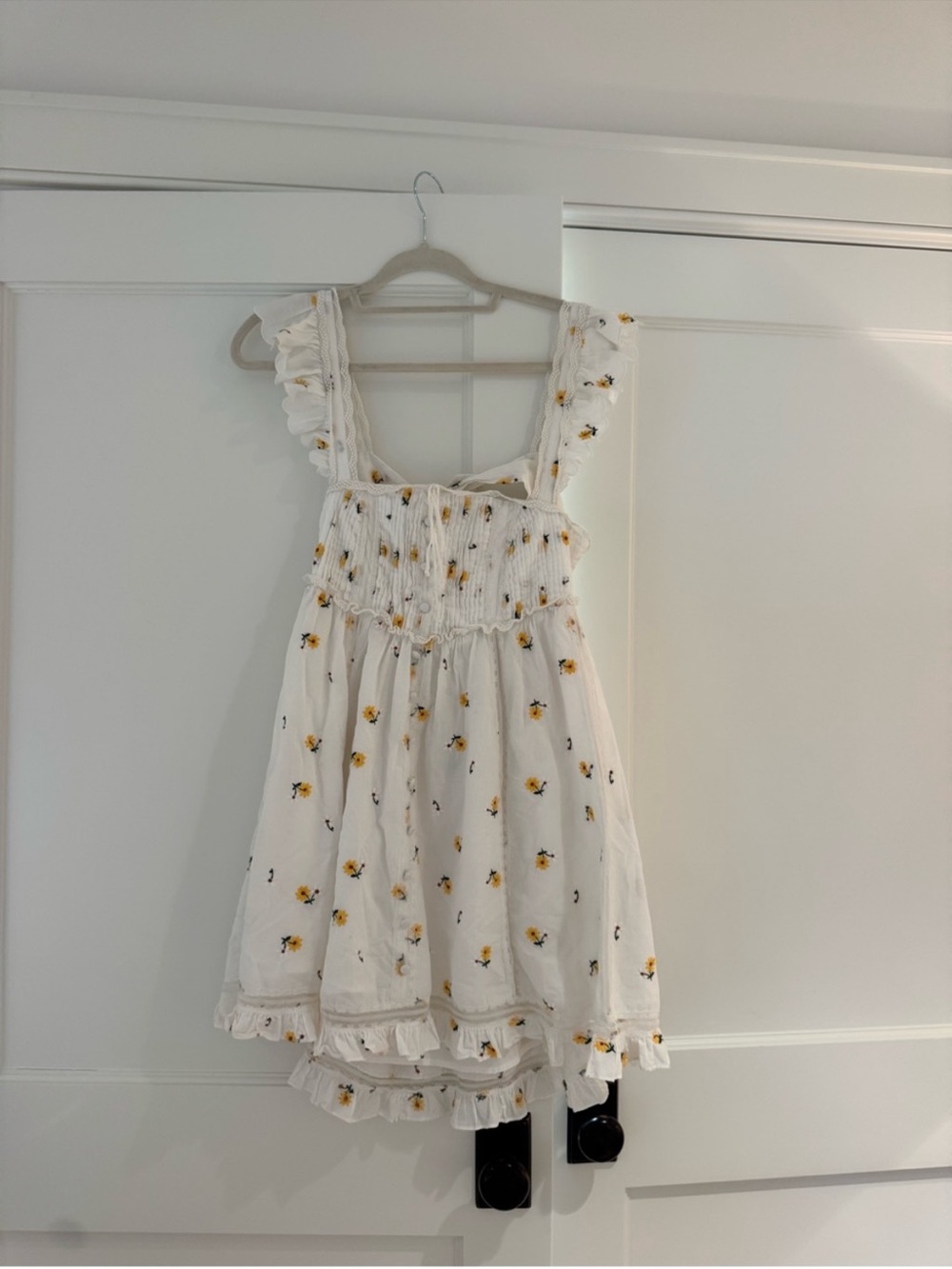 For Love & Lemons White Sundress with Yellow Floral Print